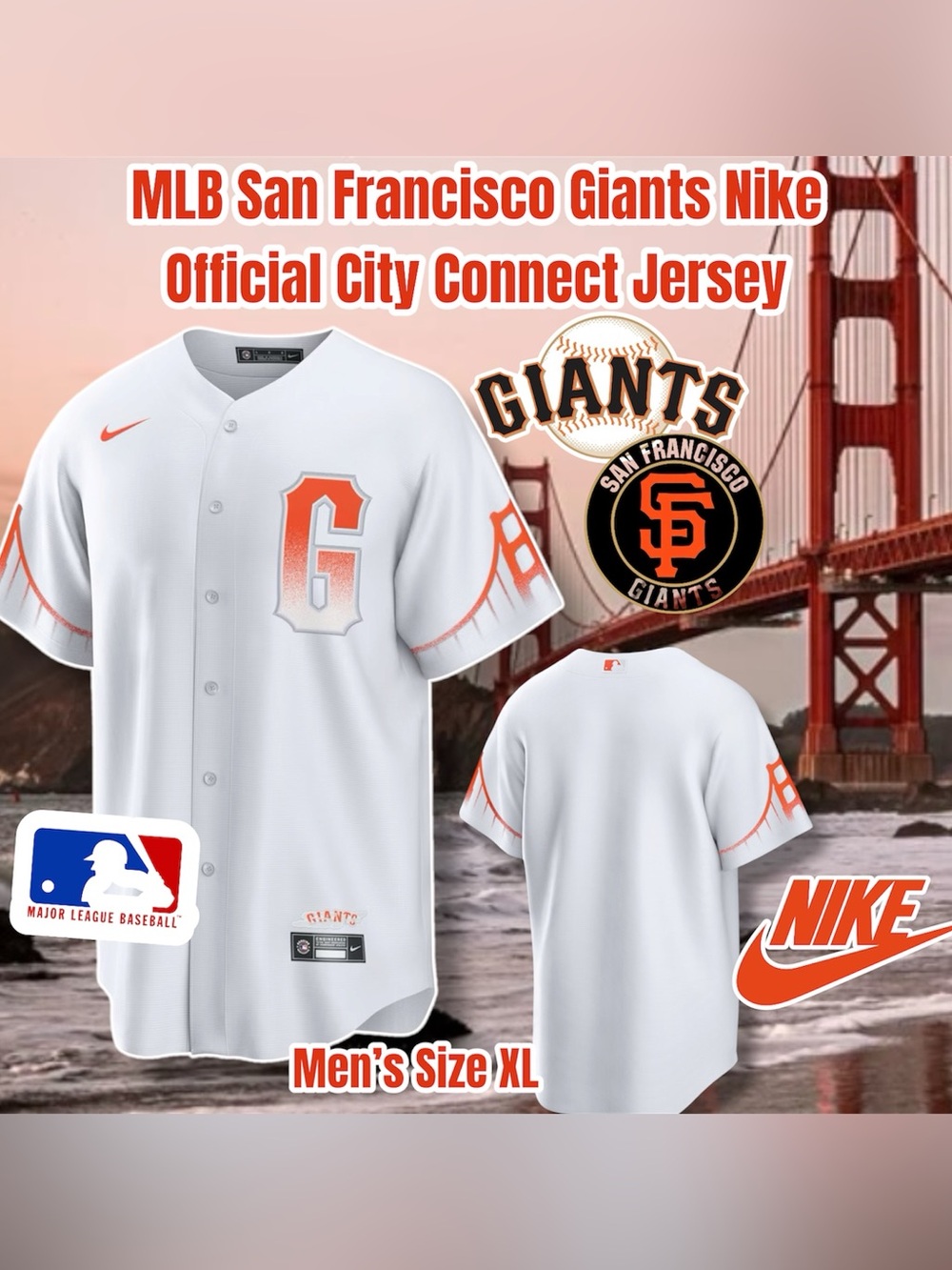 Nike San Francisco Giants City Connect Jersey - White & Orange, Size 3XL